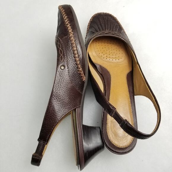 Nurture Brown Leather Sienna Sling Back 1" Heel Excellent! 6 1/2 M0 - Picture 4 of 7